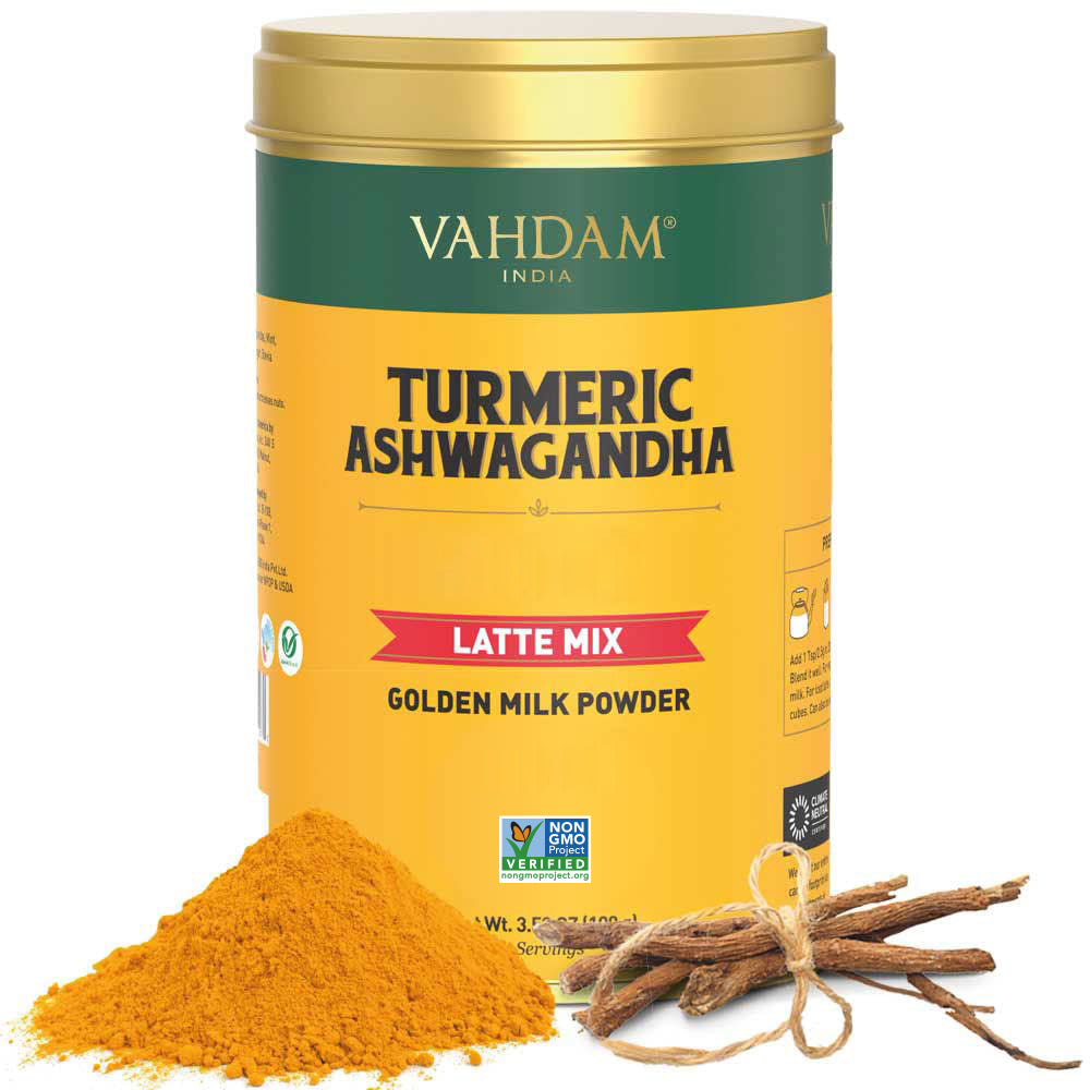 Turmeric Ashwagandha Latte, Golden Milk Powder, 100g