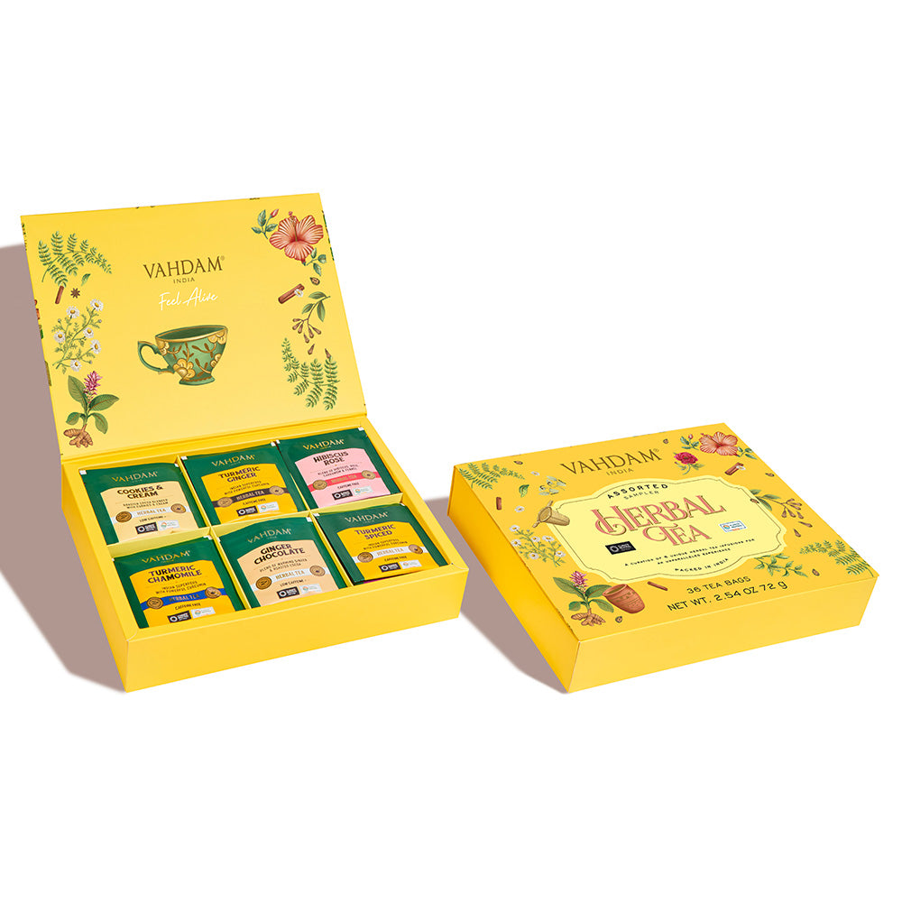 36 Caffeine Free Tea Bags - Chamomile, Hibiscus, Ginger, Turmeric, Mint