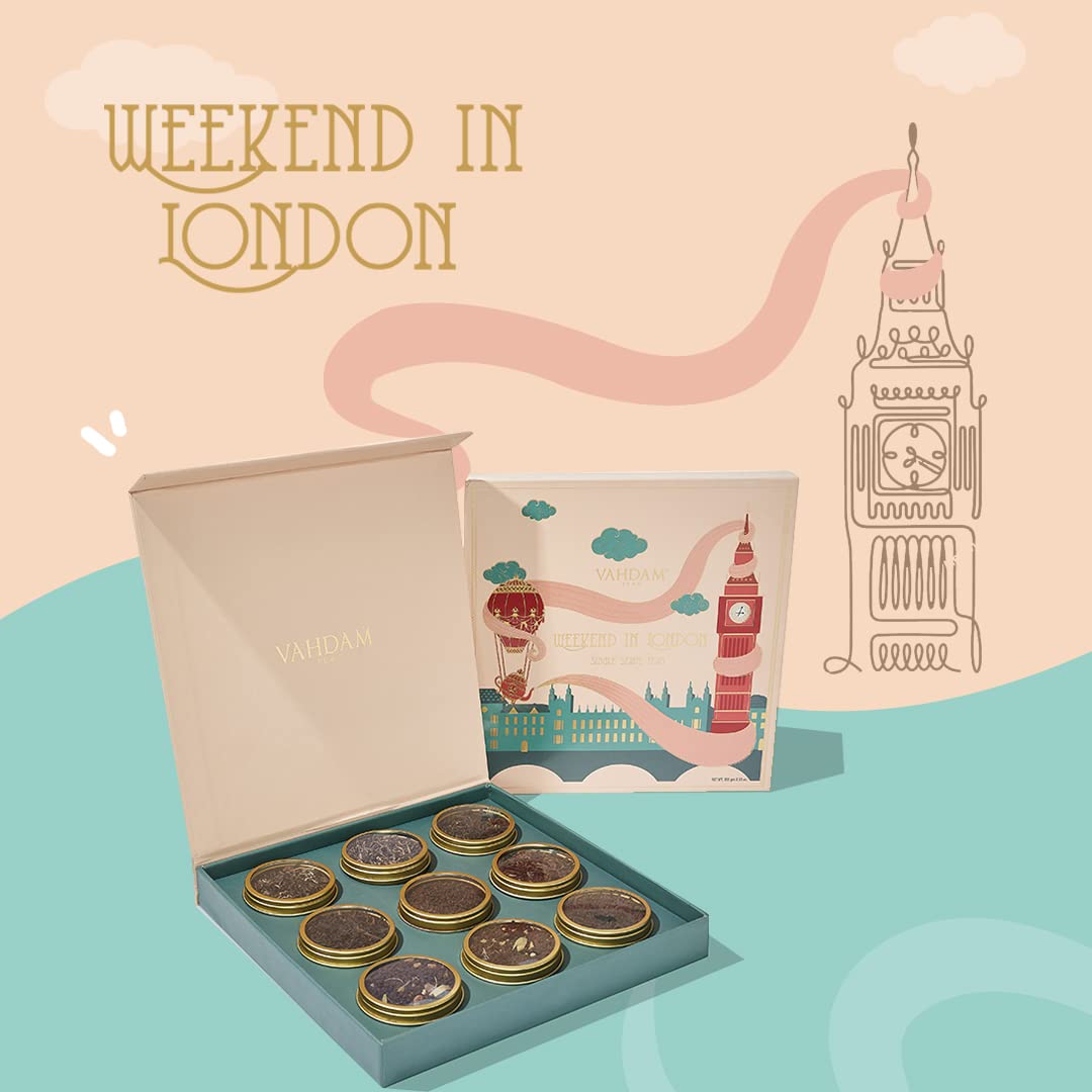 Weekend in London, Holiday Tea Gift, Set of 9