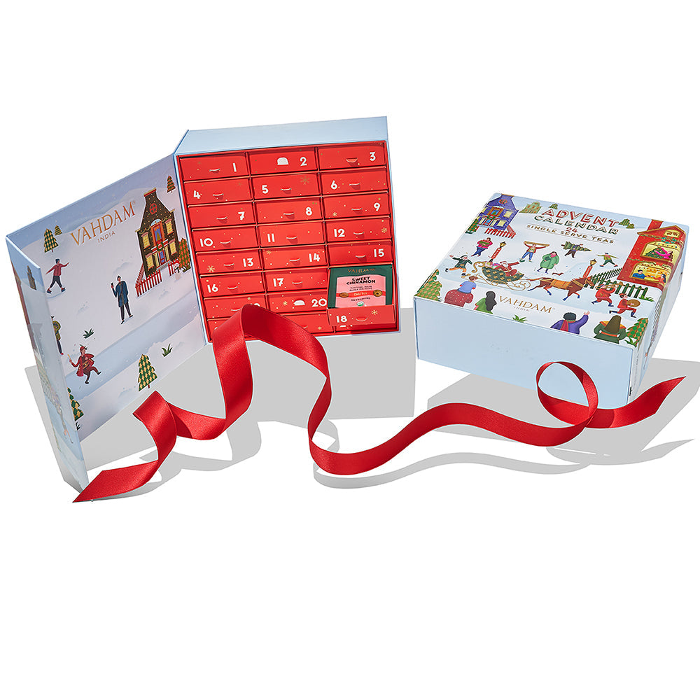 Advent Calendar Gift  | 24 Variants, 120 Tea Bags & Shimmer-Glass (Pack Of 2)