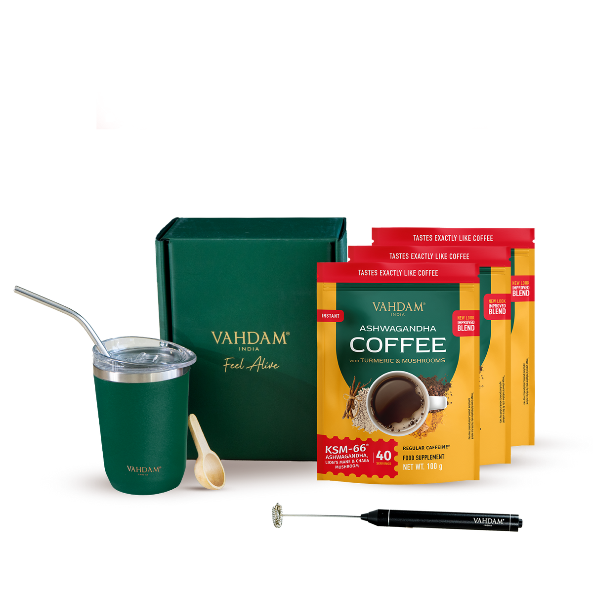Ashwagandha Coffee, 120 Servings (3 Packs + 6 FREE Gifts worth £40)