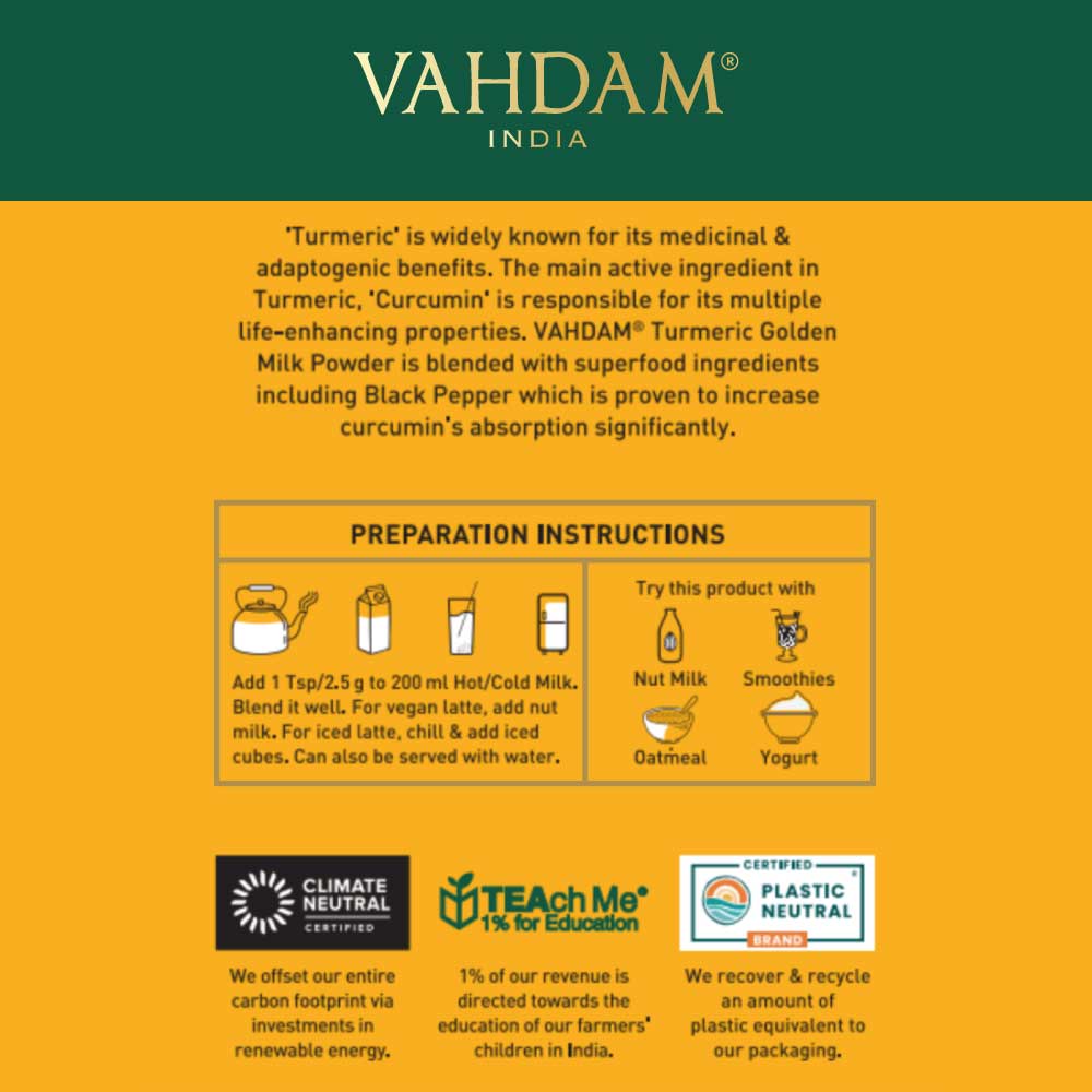 Turmeric Classic Latte, Golden Milk Powder, 3.53oz/100g