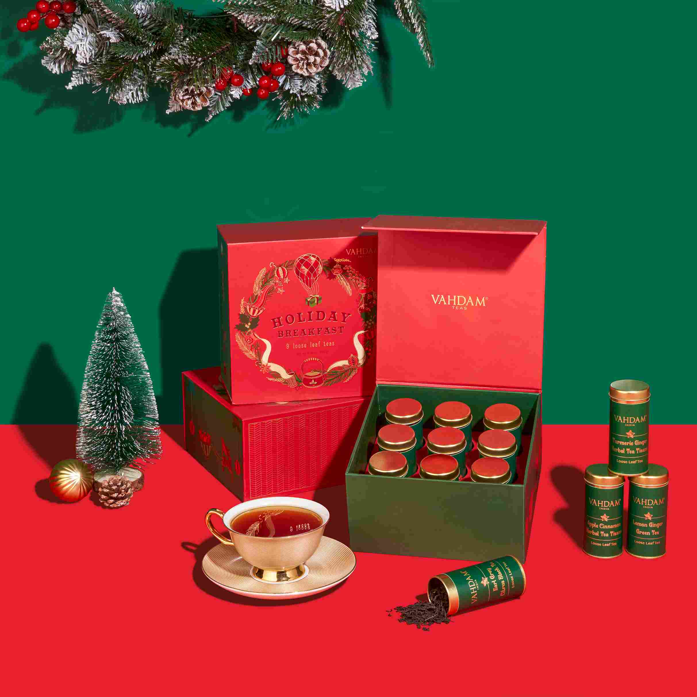 Christmas Holiday Breakfast Tea Gift, Set of 9